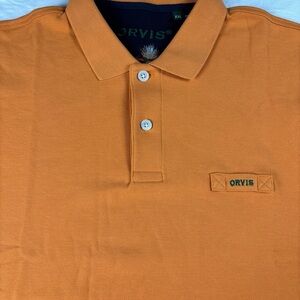 Orvis Men's Orange Short-Sleeve Fishing Performance Polo with Chest Tag 2XL